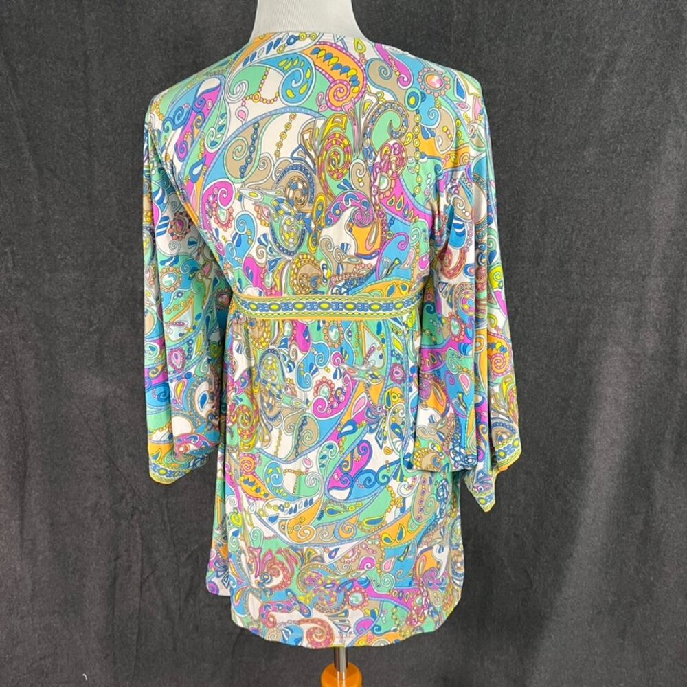 TRINA TURK Paisley banded V Neck cover up S - Picture 2 of 6